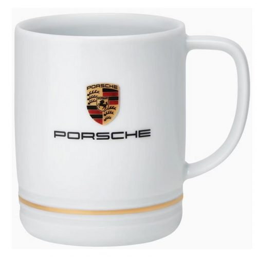Porsche Small White Porcelain Mug with Crest and Gold Ring 0.27L
