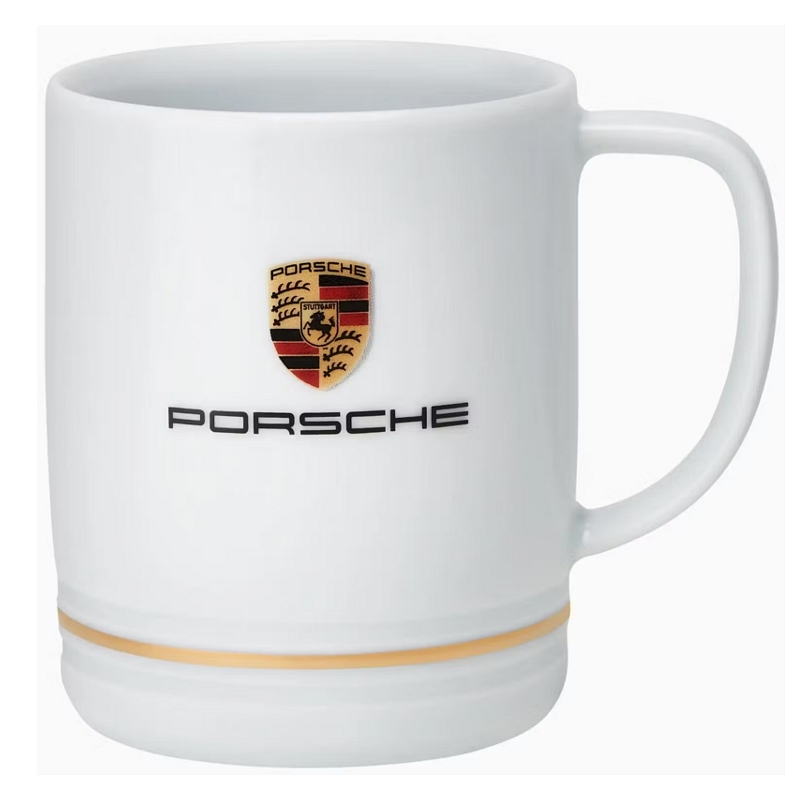 WAP 050 606 0M STD Porsche Small White Porcelain Mug with Crest and Gold Ring 0.27L